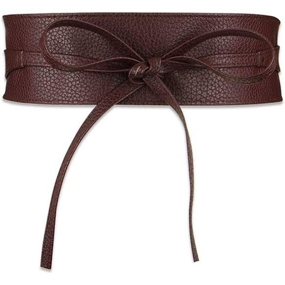 Aabellay PU Leather Corset Cinch Waistband Belt Retro Tied main image 3